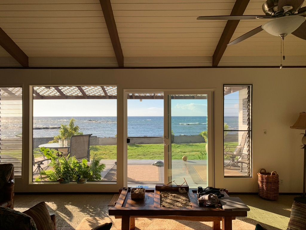 Photo of view of ocean from house. View from the entrace of our rental.